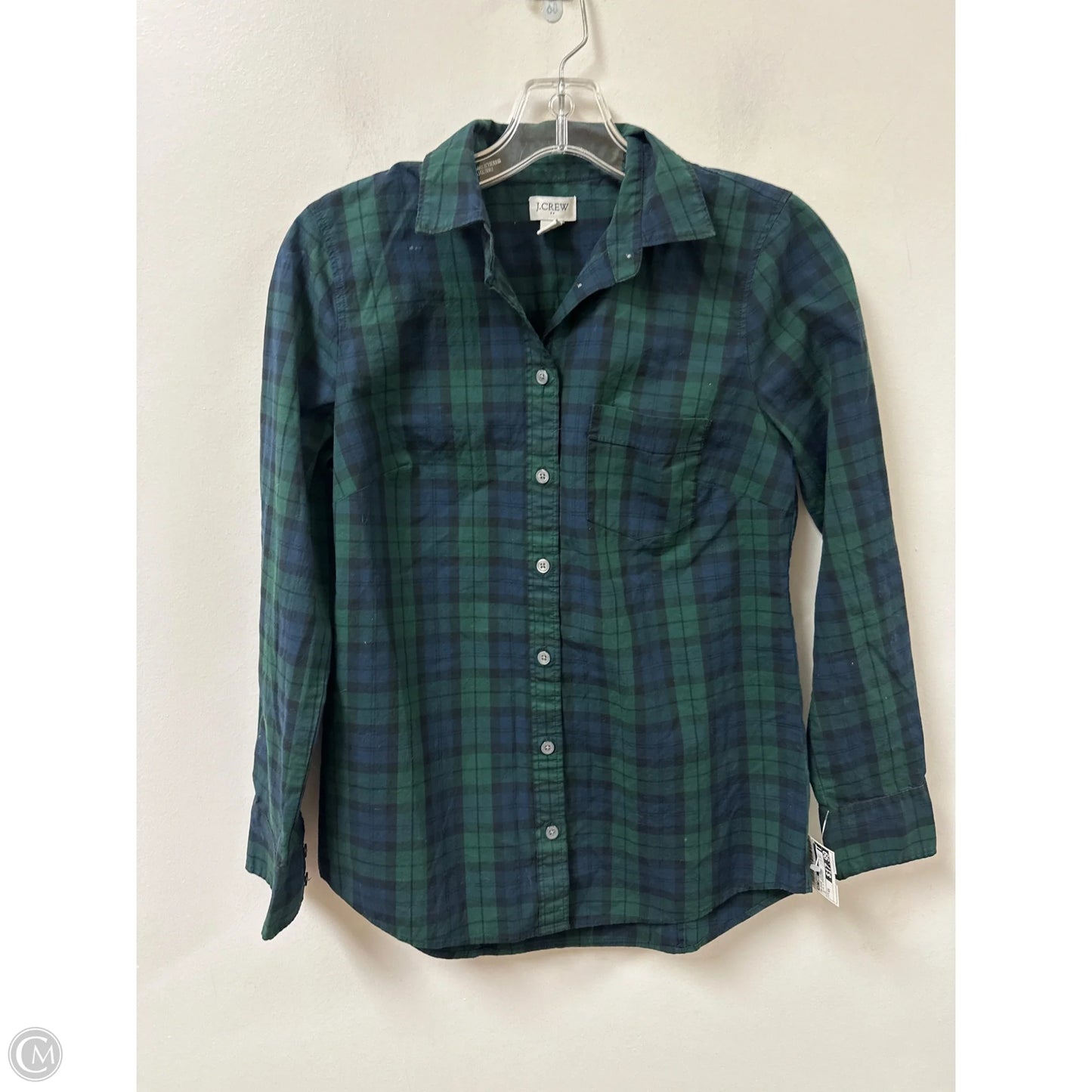 Blouse Long Sleeve By J. Crew In Blue & Green, Size: Xs