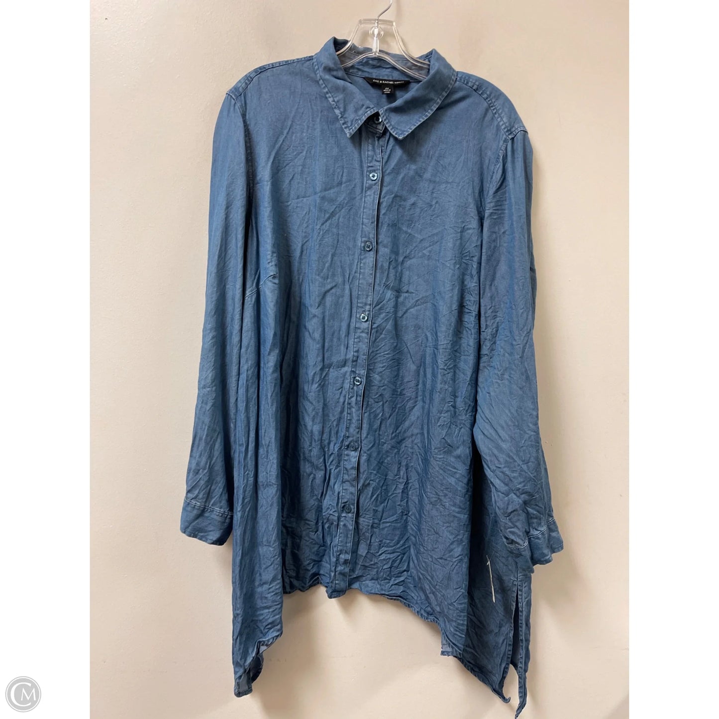 Blouse Long Sleeve By Zac And Rachel In Blue, Size: 2x