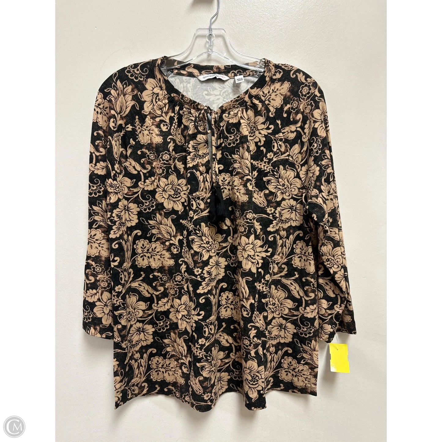 Top Long Sleeve By Isaac Mizrahi Live Qvc In Black & Brown, Size: M