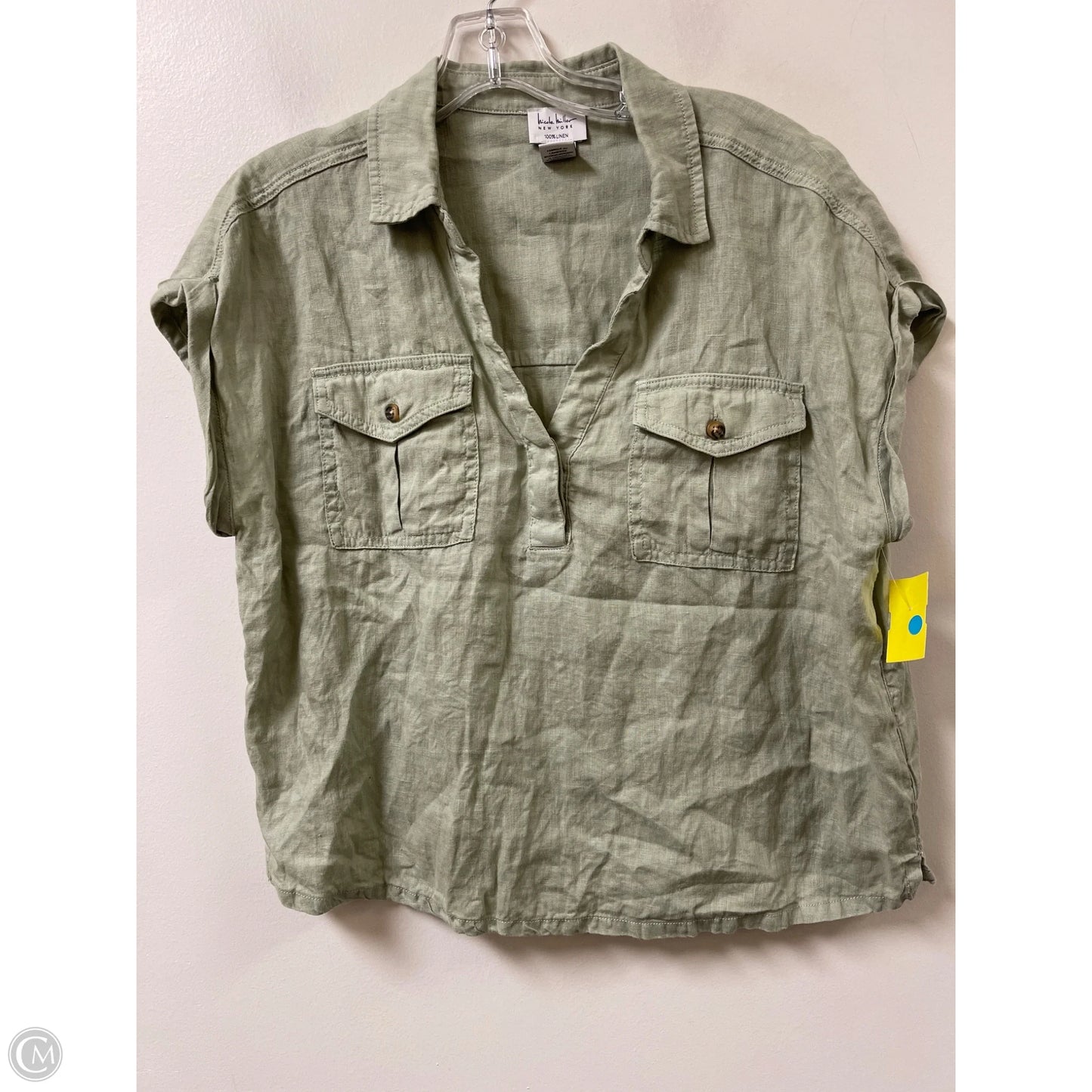 Blouse Short Sleeve By Nicole By Nicole Miller In Green, Size: L