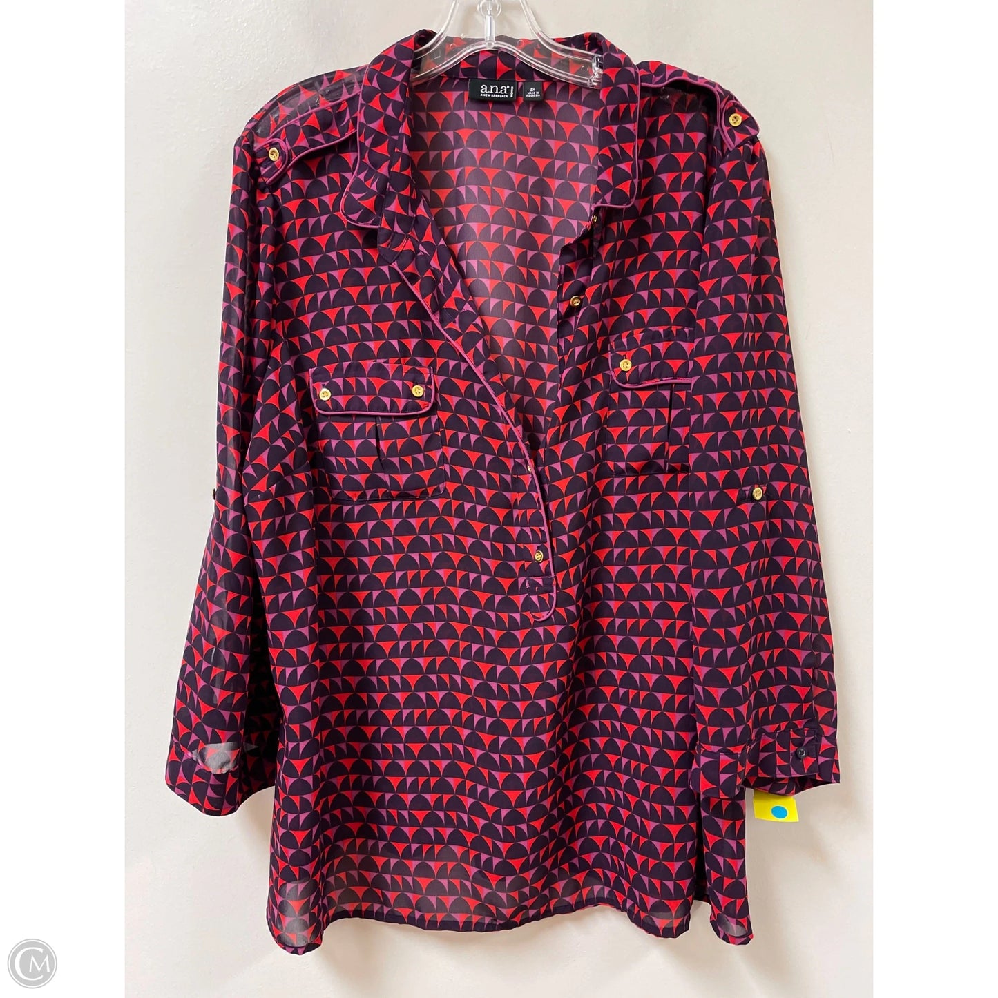 Top Long Sleeve By Ana In Purple & Red, Size: 2x