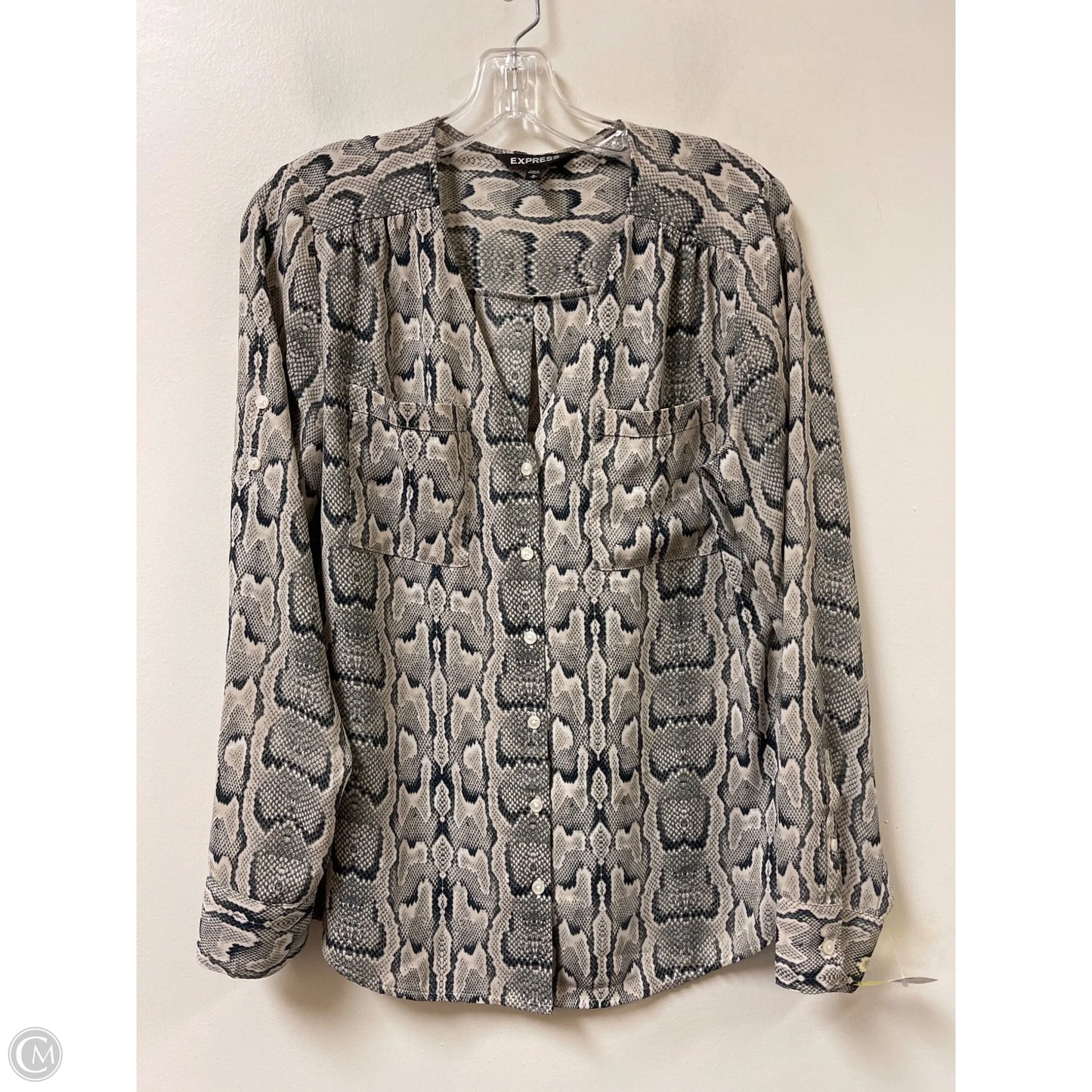 Top Long Sleeve By Express In Snakeskin Print, Size: M