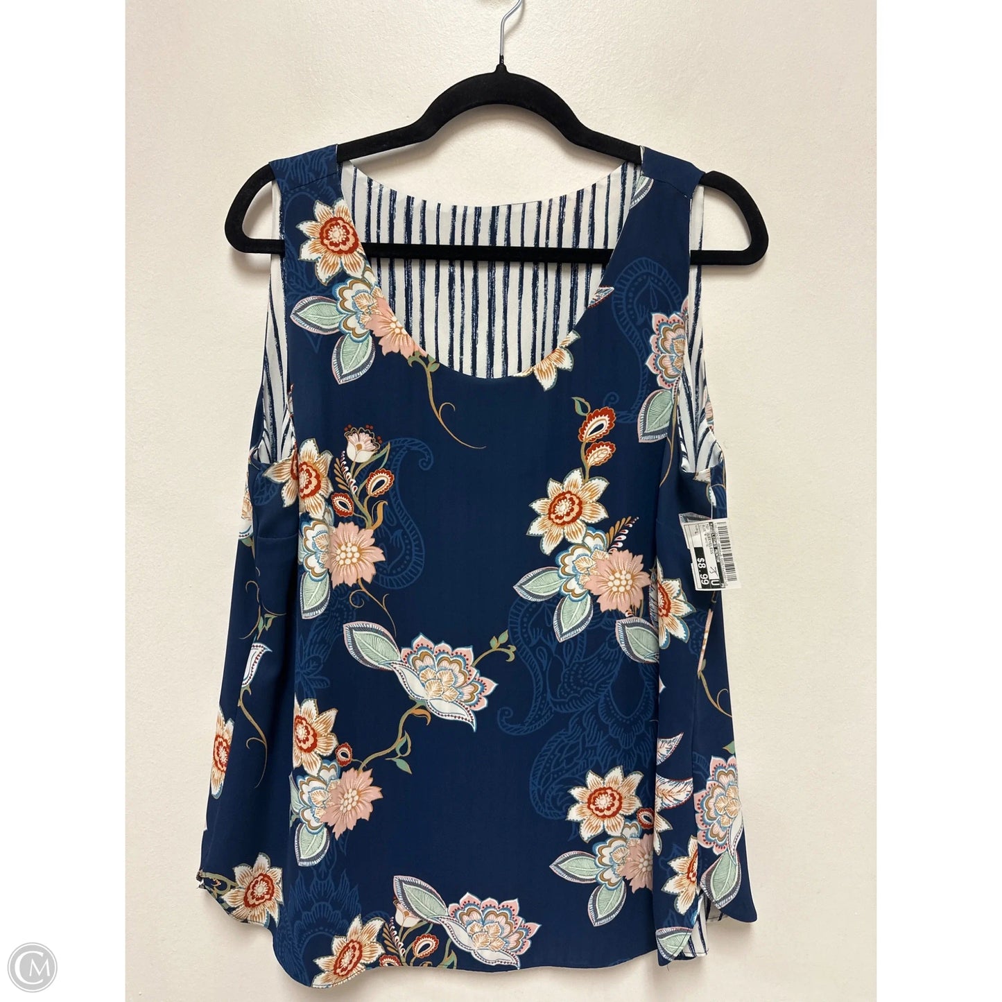 Top Sleeveless By Clothes Mentor In Blue & White, Size: L