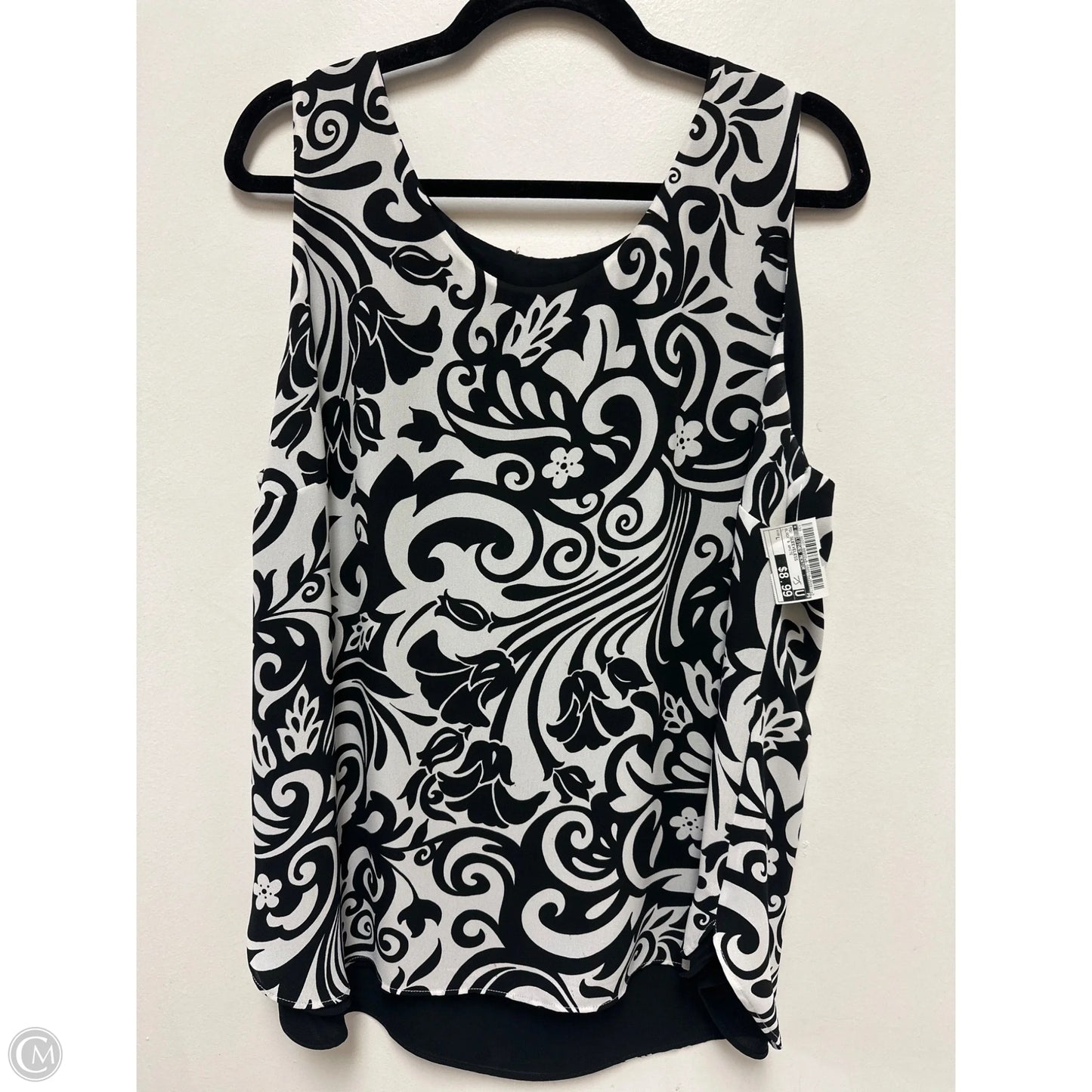 Top Sleeveless By Clothes Mentor In Black & White, Size: L