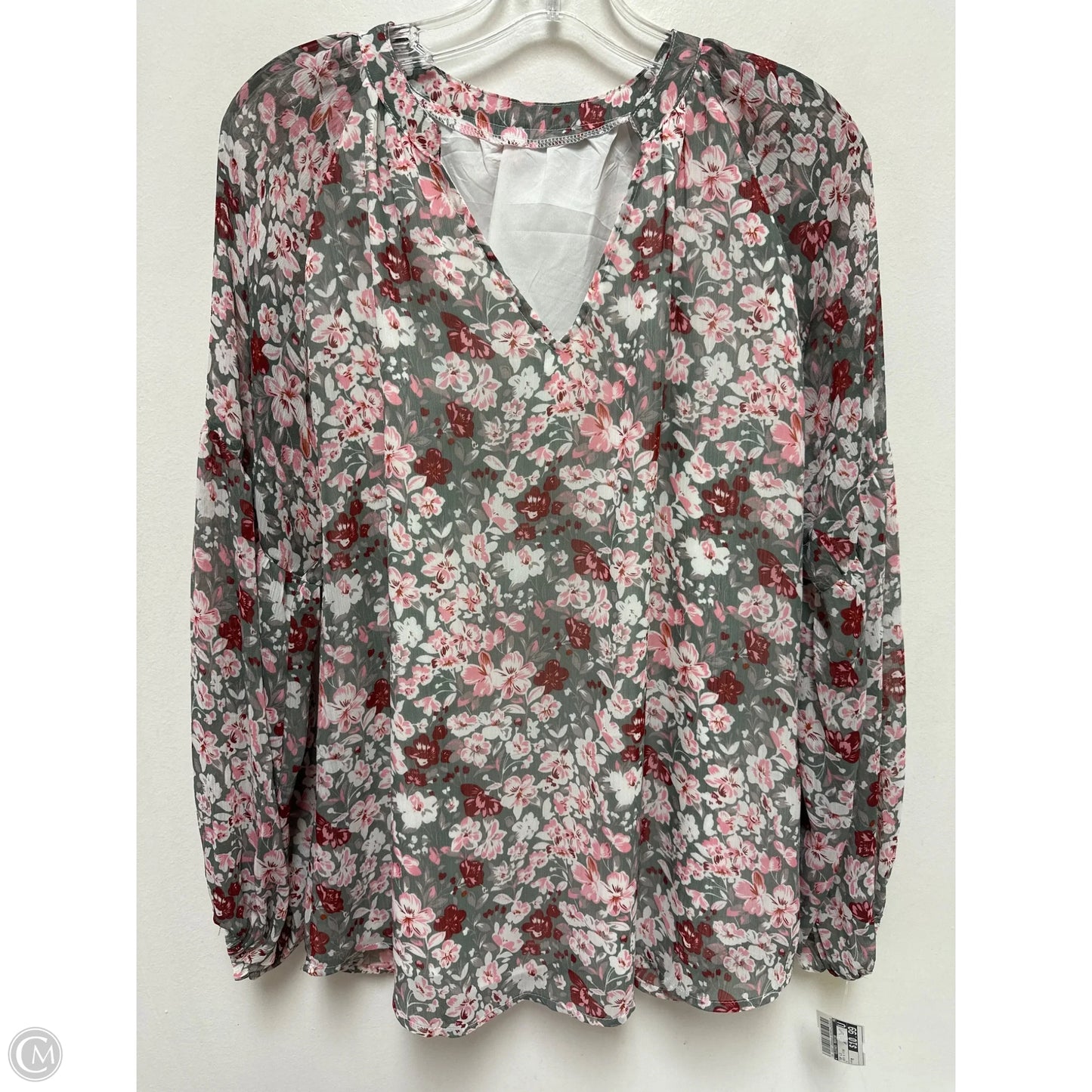 Top Long Sleeve By Clothes Mentor In Grey & Pink, Size: M