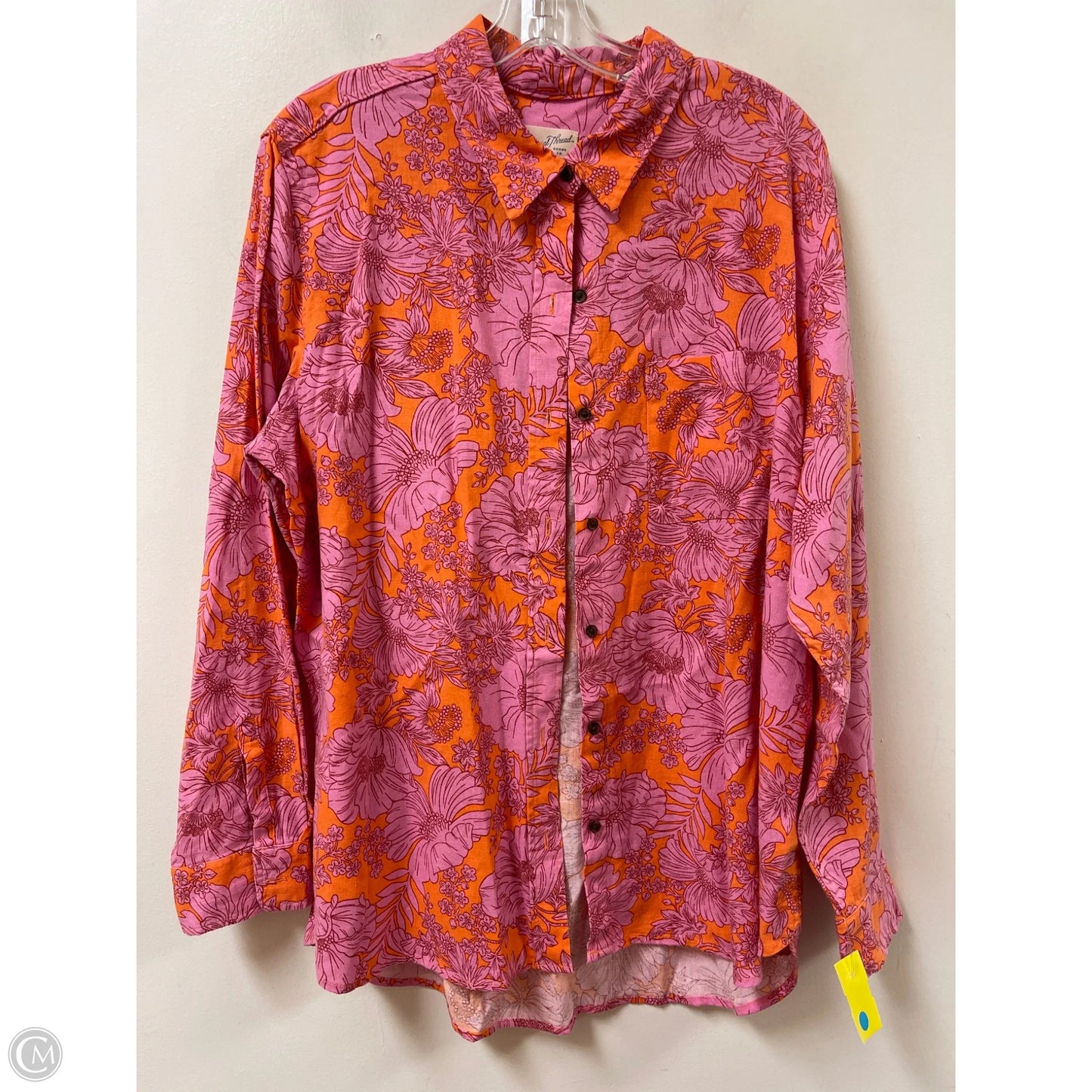 Blouse Long Sleeve By Universal Thread In Orange & Pink, Size: Xl