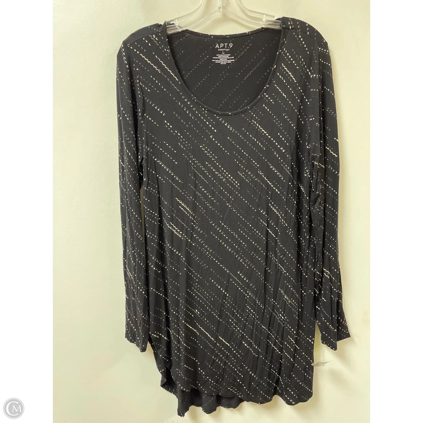Top Long Sleeve By Apt 9 In Black, Size: L