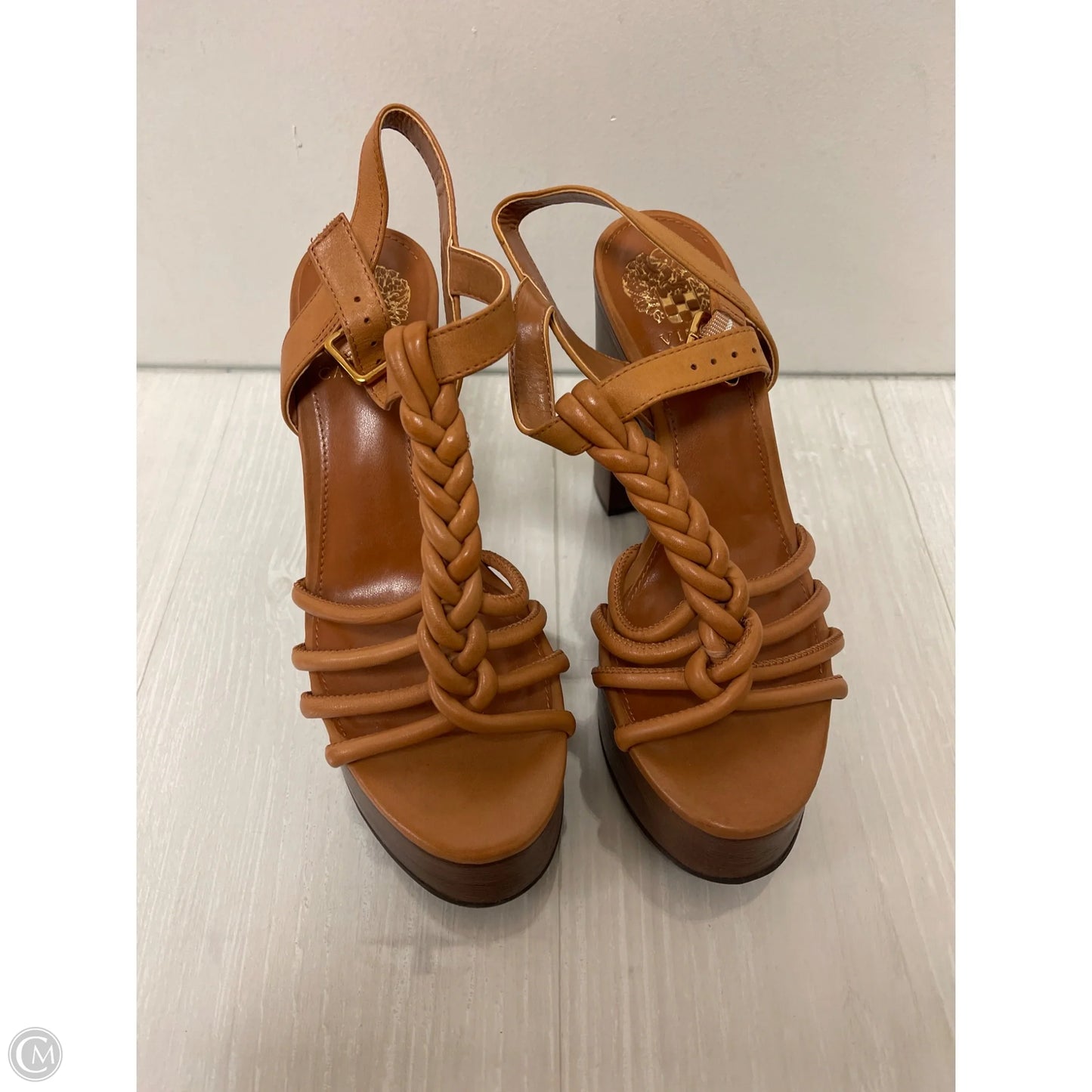 Sandals Heels Block By Vince Camuto In Brown, Size: 7