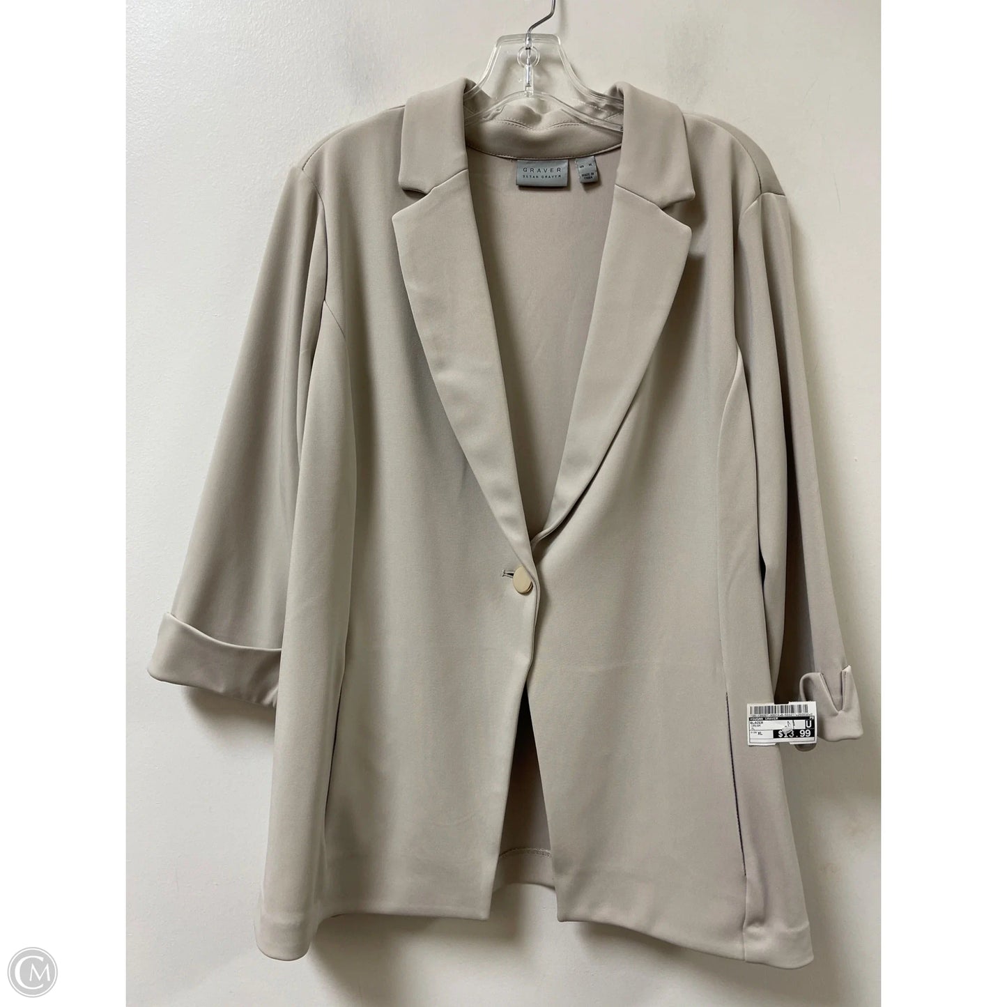 Blazer By Susan Graver In Cream, Size: Xl