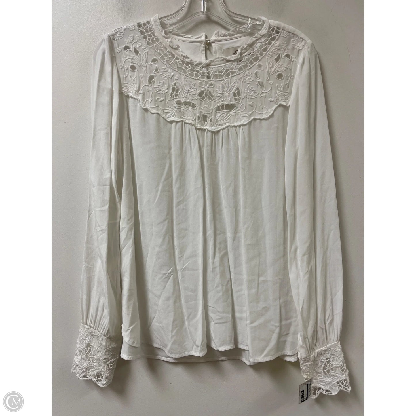 Top Long Sleeve By Loft In White, Size: M