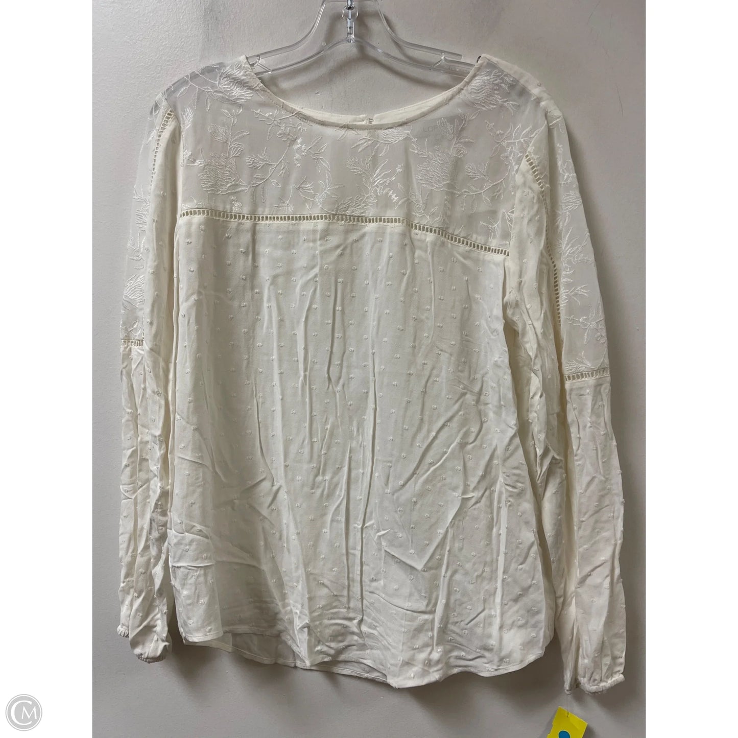 Top Long Sleeve By Loft In White, Size: M
