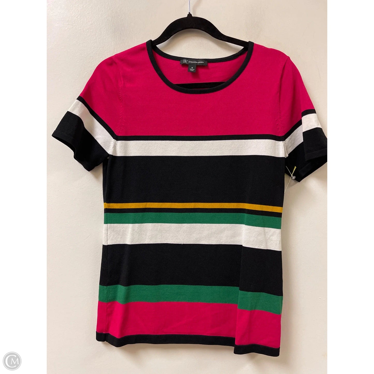 Top Short Sleeve By Inc In Striped Pattern, Size: M