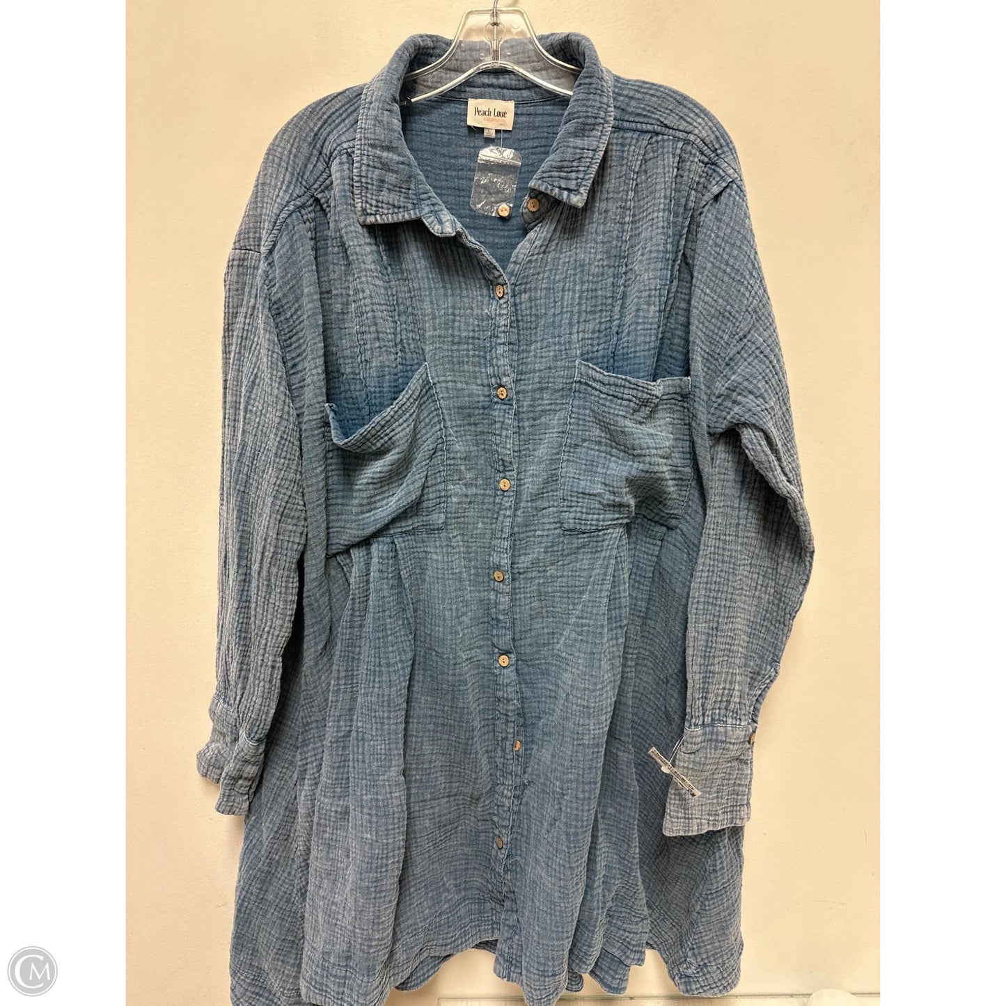 Dress Casual Short By Peach Love Cream California In Blue, Size: L