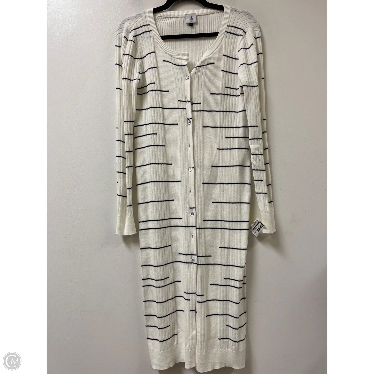 Sweater Cardigan By Cabi In Striped Pattern, Size: Xs