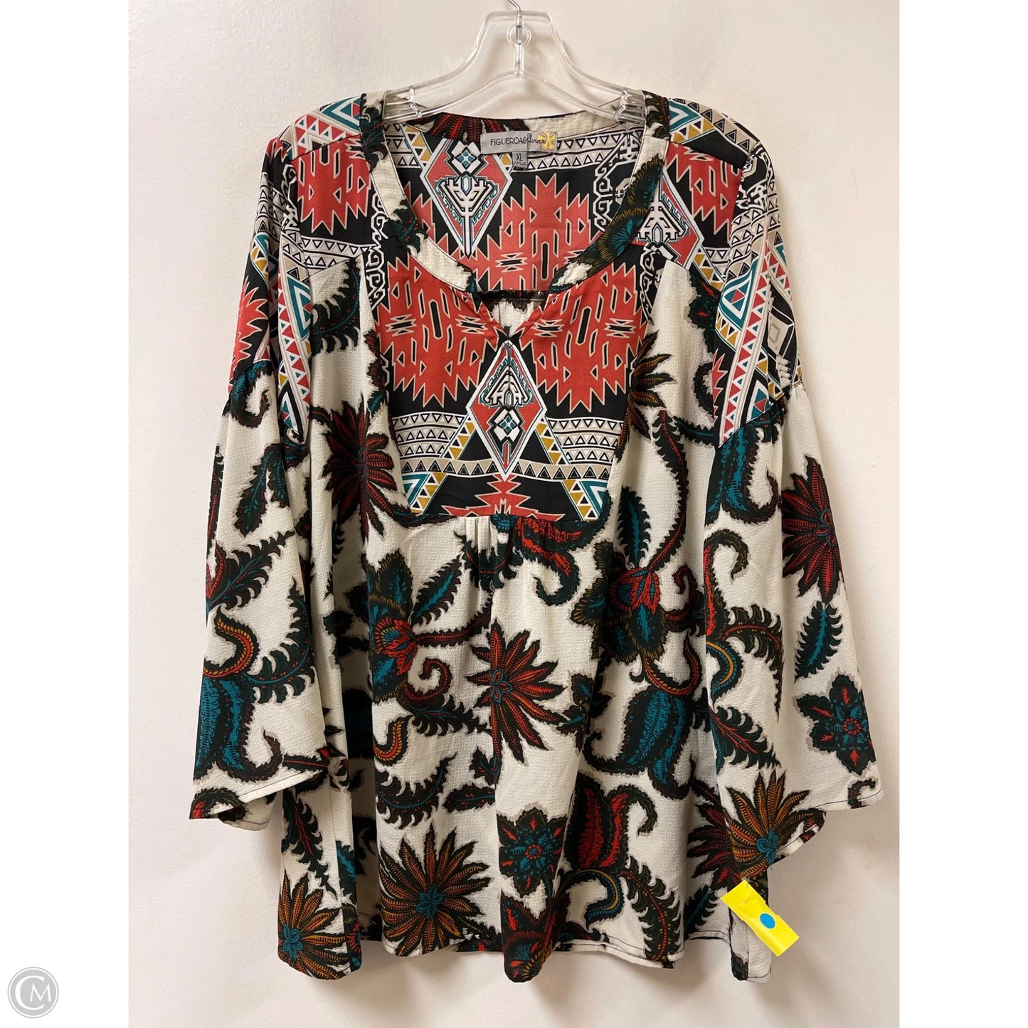 Top Long Sleeve By Figuero & Flower In Black & Red, Size: Xl
