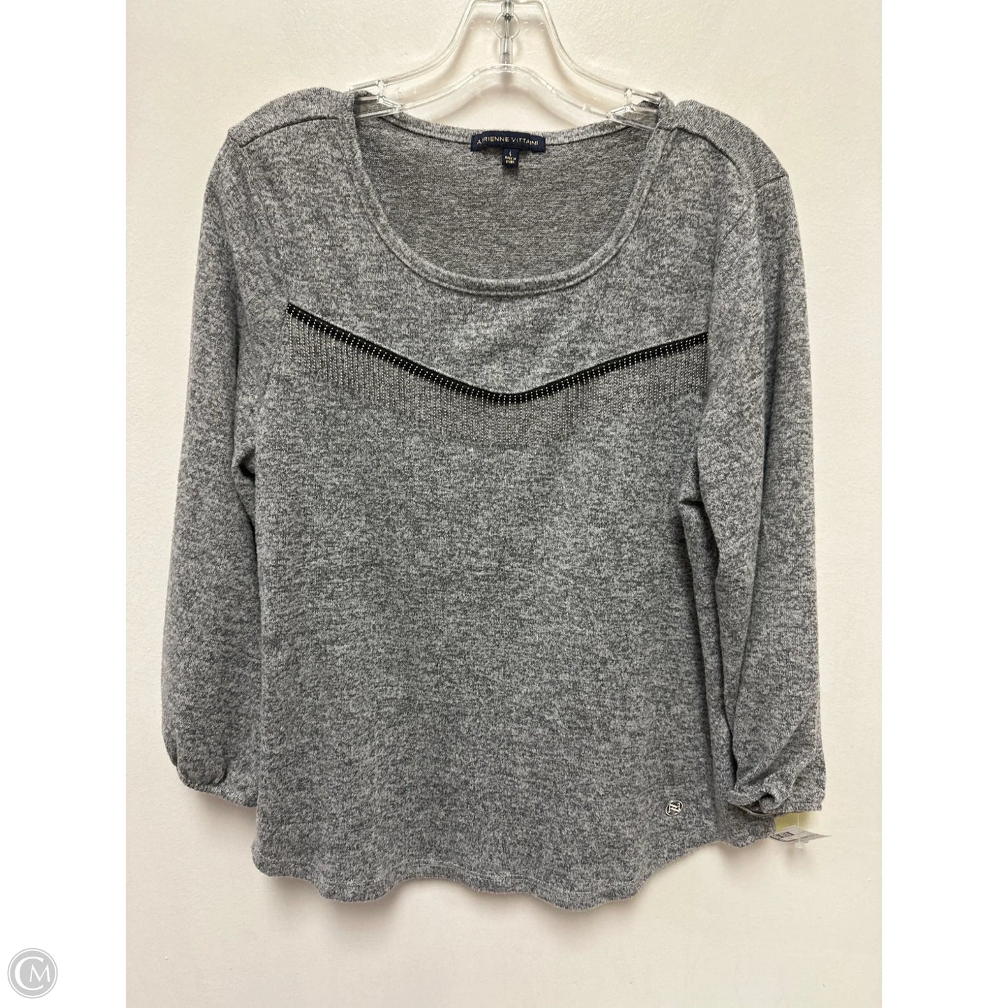 Top Long Sleeve By Adrienne Vittadini In Grey, Size: L