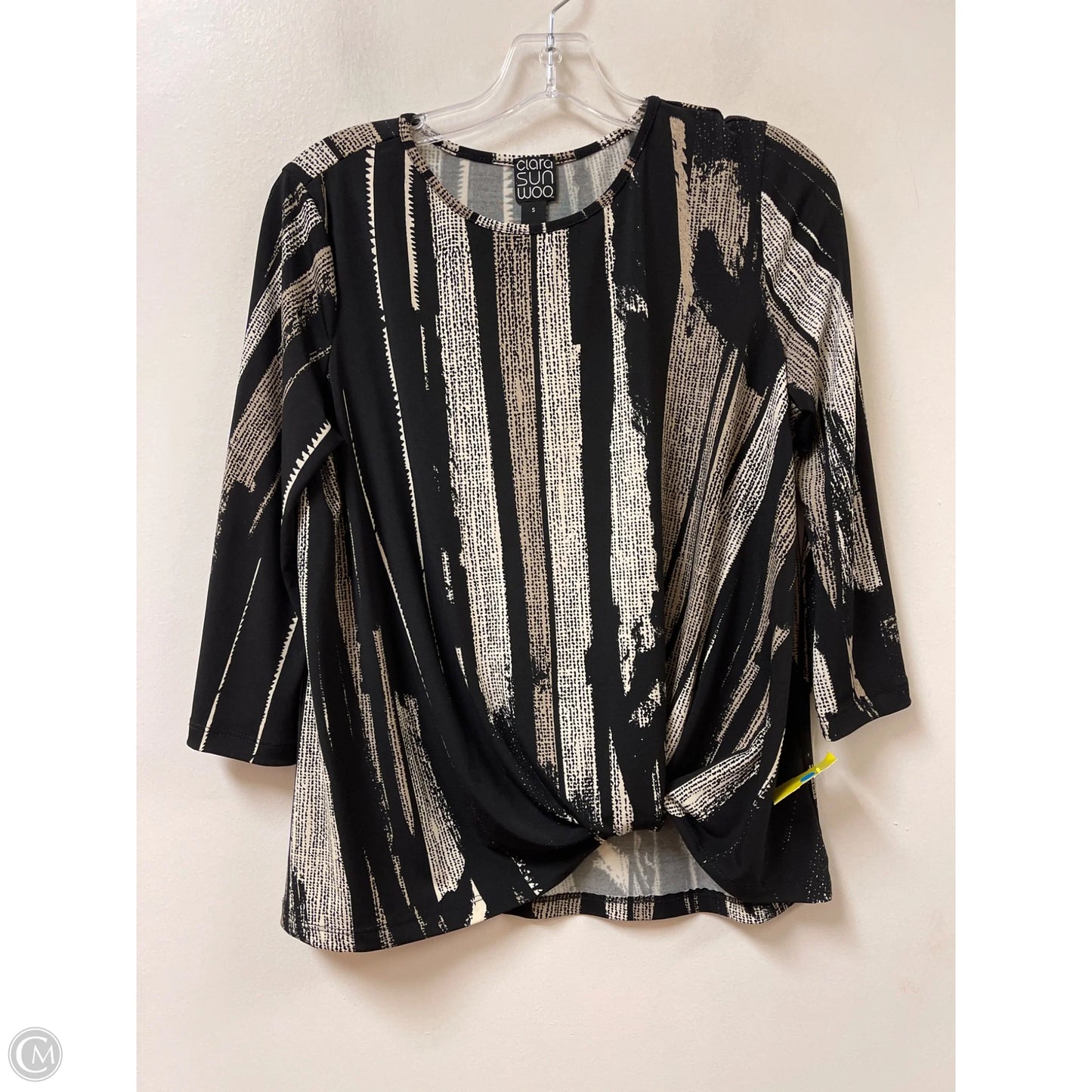 Top Long Sleeve By Clara Sun Woo In Black & Cream, Size: S