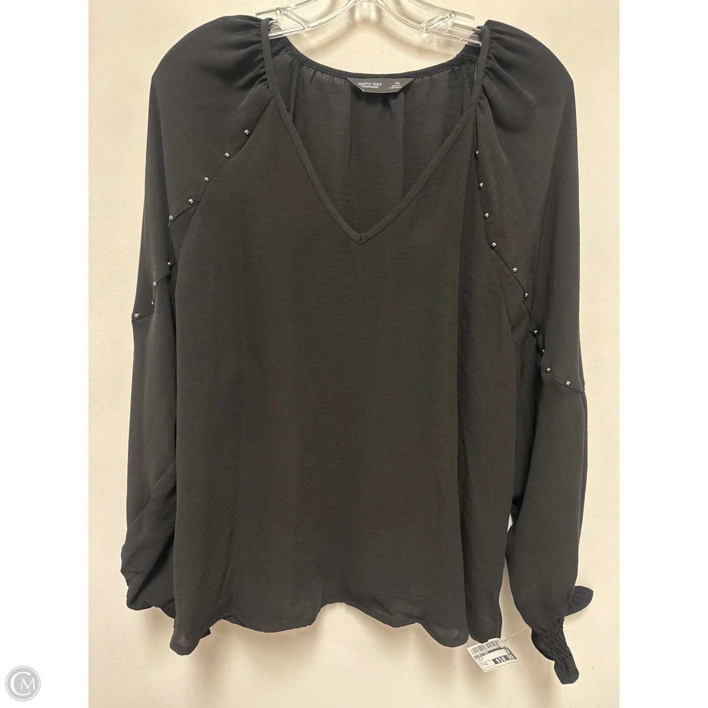 Top Long Sleeve By Simply Vera In Black, Size: Xl