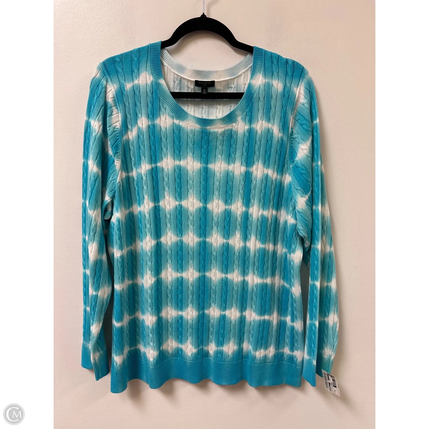 Sweater By Talbots In Blue & White, Size: 2x