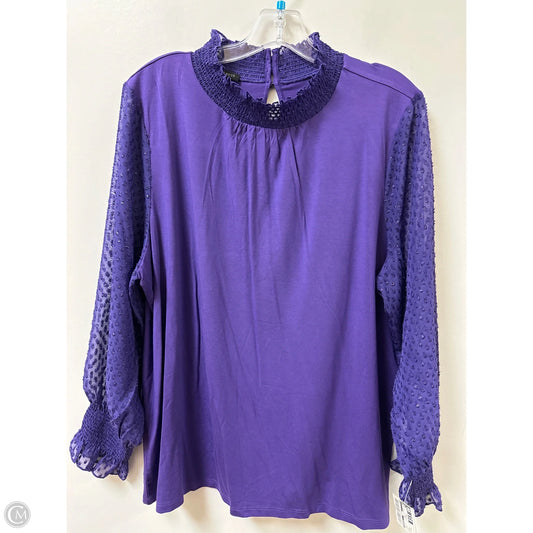 Top Long Sleeve By Talbots In Purple, Size: 2x