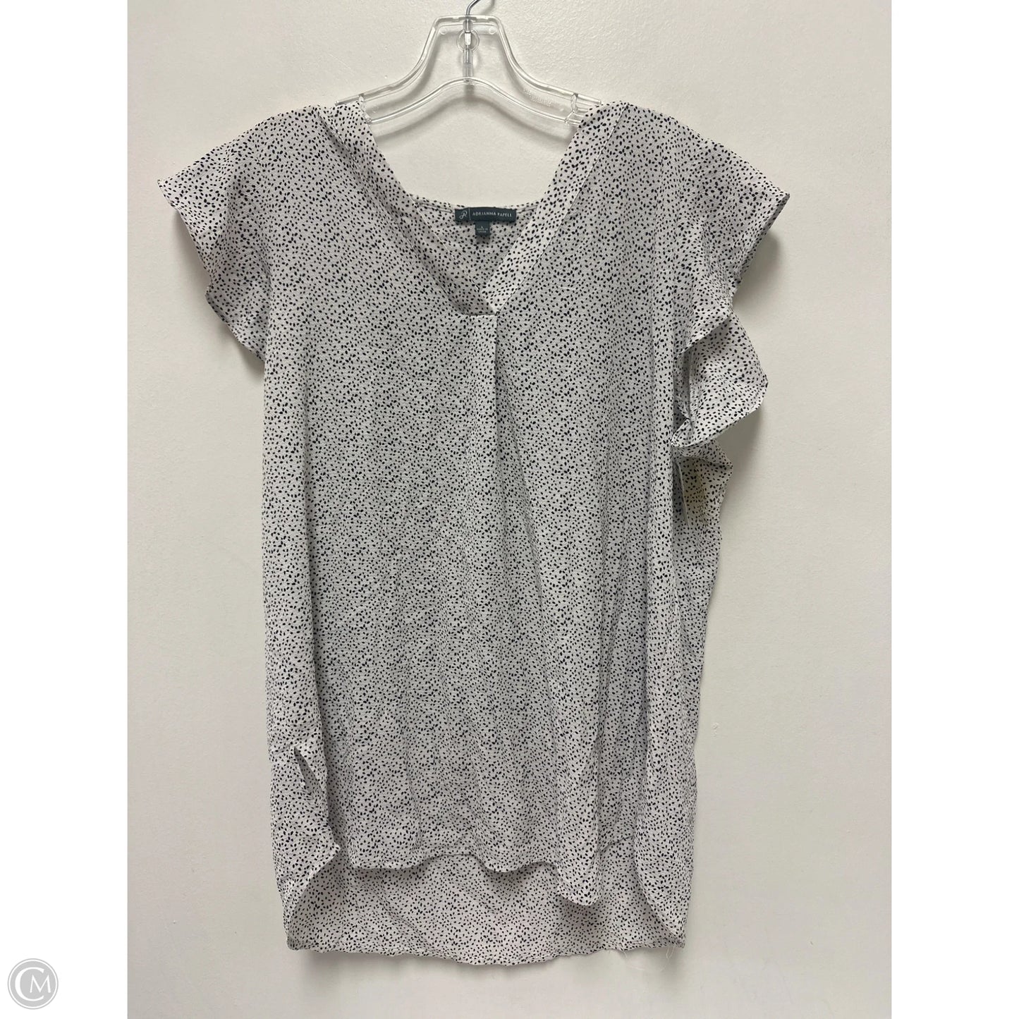 Top Short Sleeve By Adrianna Papell In Black & White, Size: L
