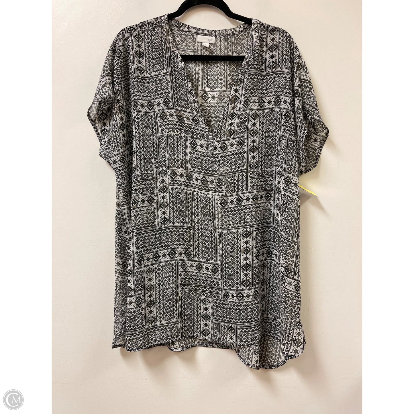 Top Short Sleeve By J. Jill In Black & White, Size: Xl