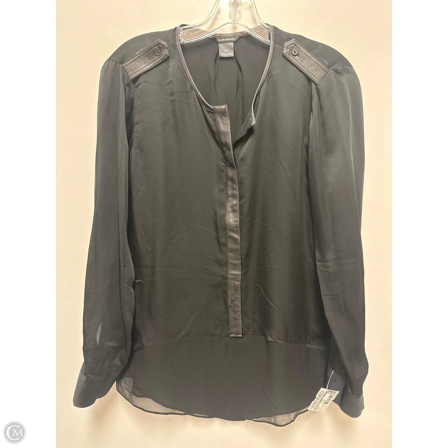 Top Long Sleeve By Club Monaco In Black, Size: S