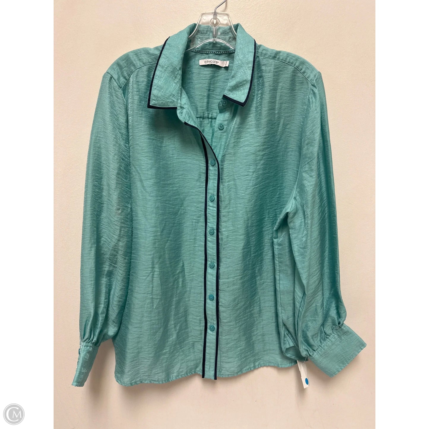 Blouse Long Sleeve By Chicos In Blue, Size: Xl
