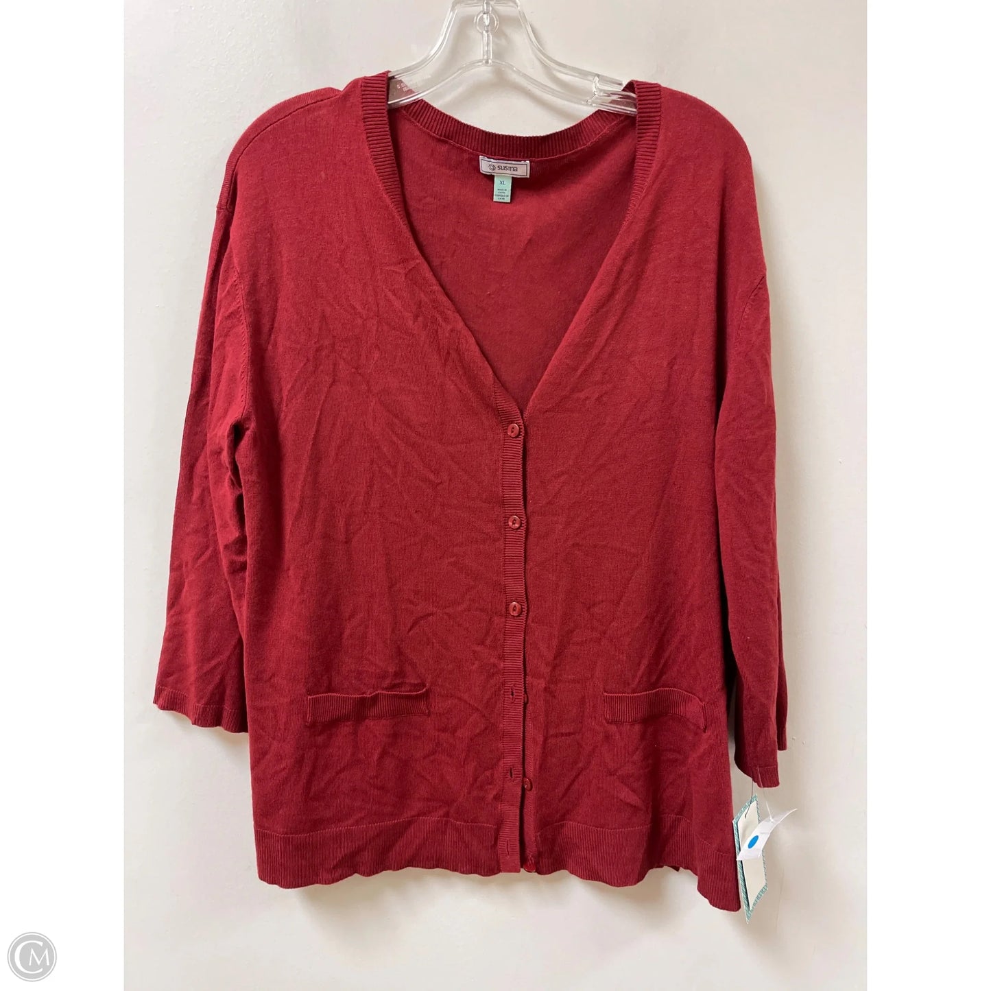 Sweater Cardigan By Susina In Red, Size: Xl