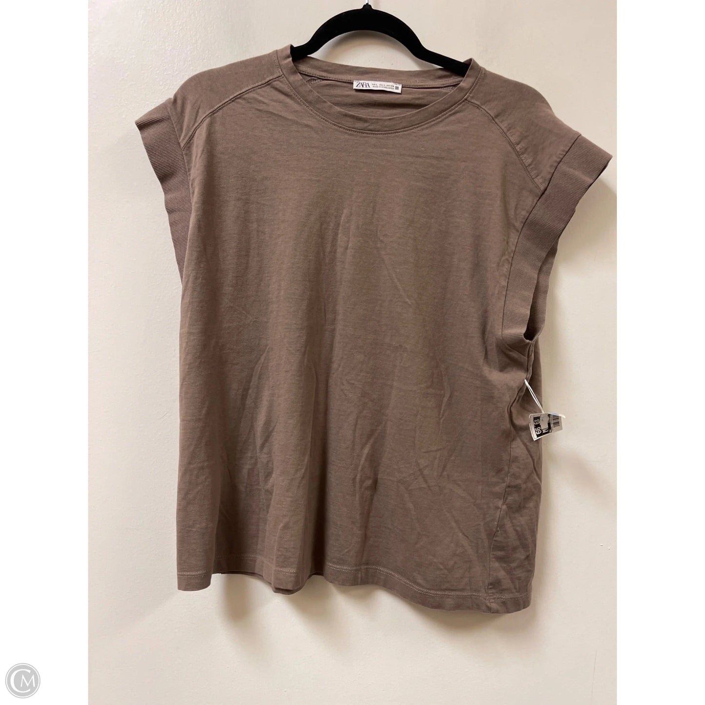 Top Short Sleeve By Zara In Brown, Size: L