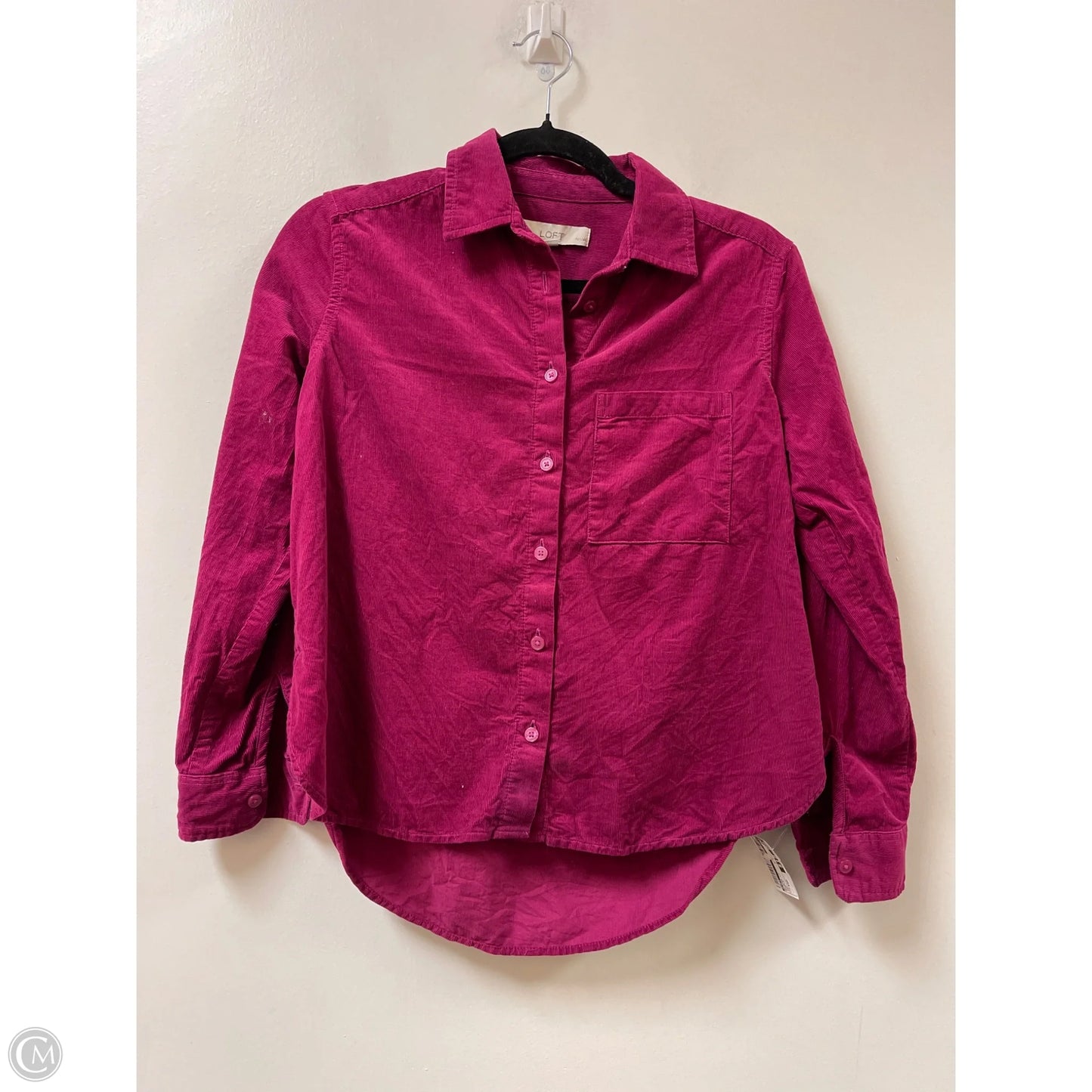 Blouse Long Sleeve By Loft In Purple, Size: Xsp