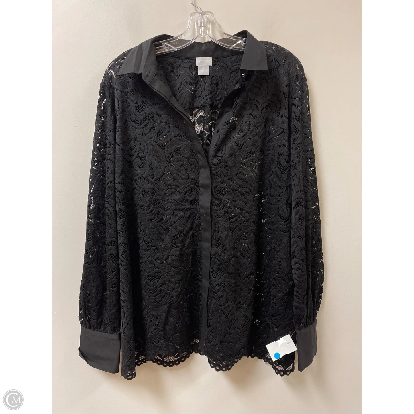 Blouse Long Sleeve By Chicos In Black, Size: Xl