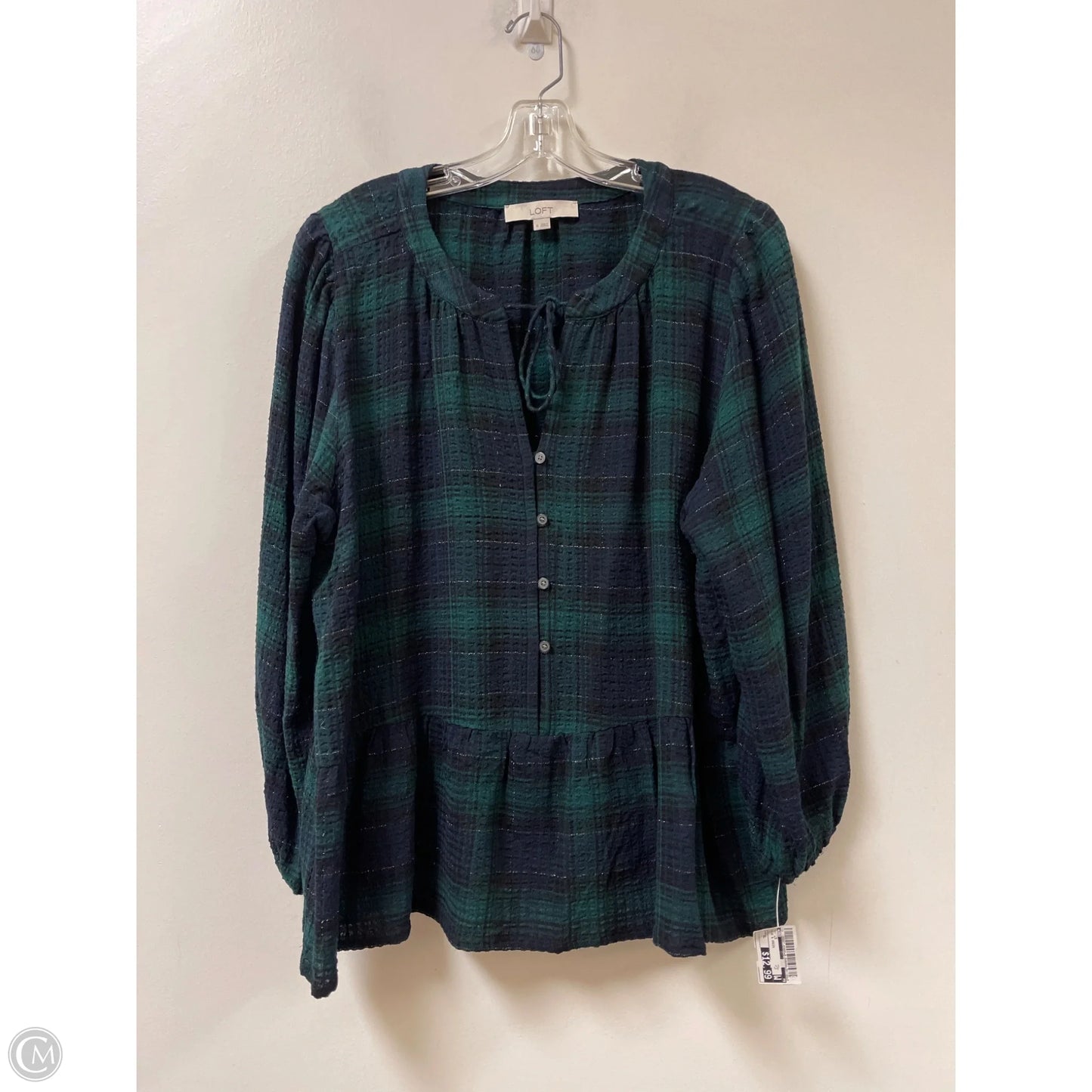 Top Long Sleeve By Loft In Blue & Green, Size: Xl