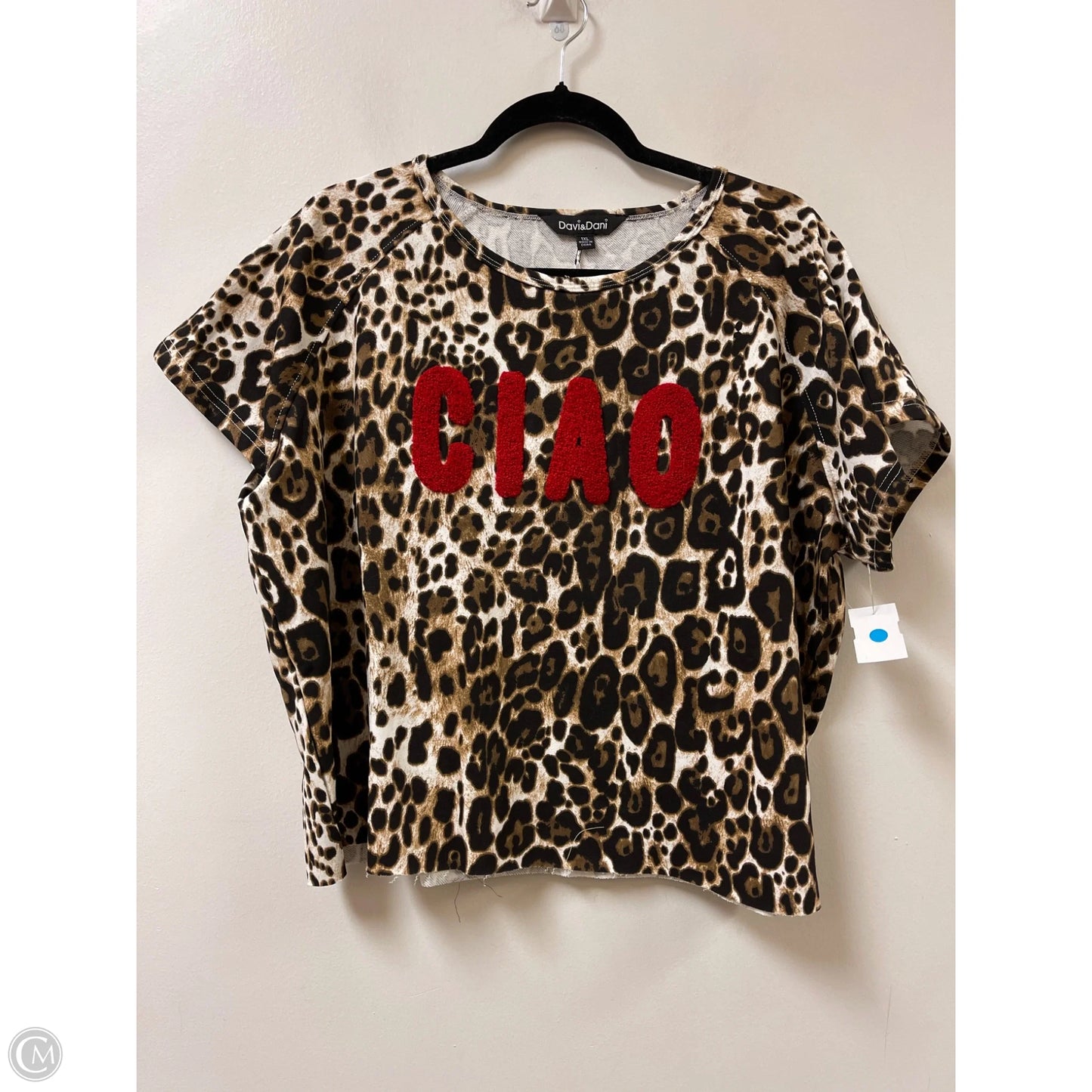 Top Short Sleeve By Davi & Dani In Animal Print, Size: 1x