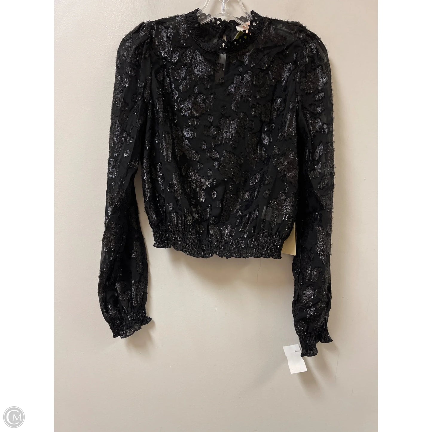 Top Long Sleeve By Peach In Black, Size: S