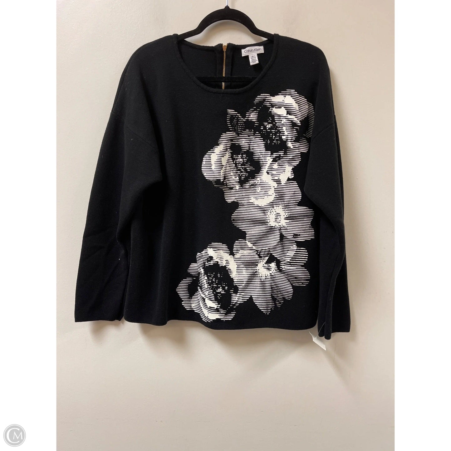 Sweater By Calvin Klein In Black & White, Size: Xl