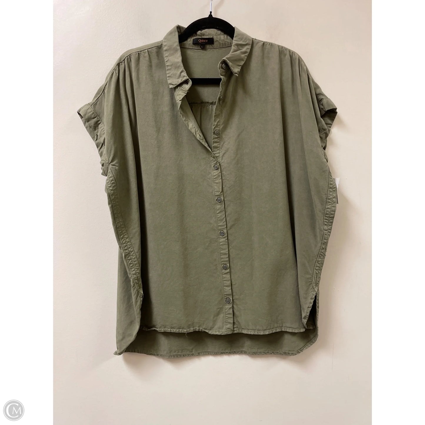 Top Short Sleeve By Quince In Green, Size: L