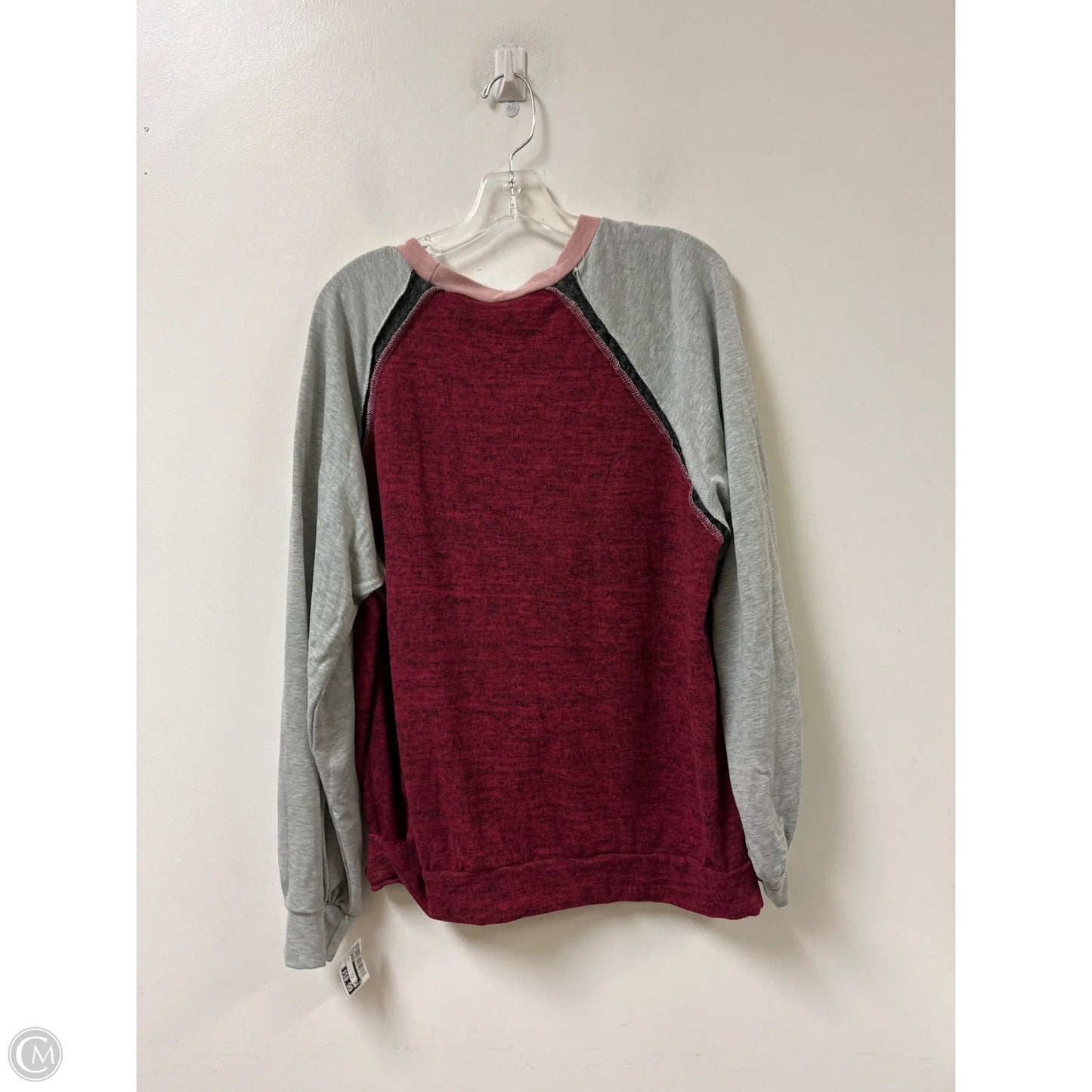 Top Long Sleeve By Beeson River In Grey & Red, Size: M
