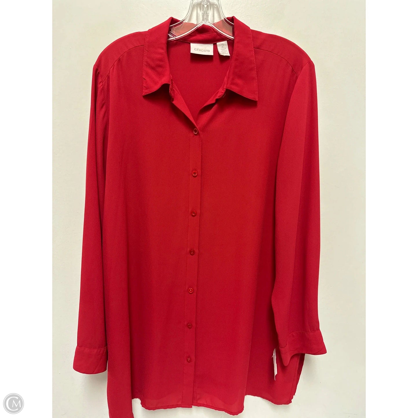 Blouse Long Sleeve By Chicos In Red, Size: L