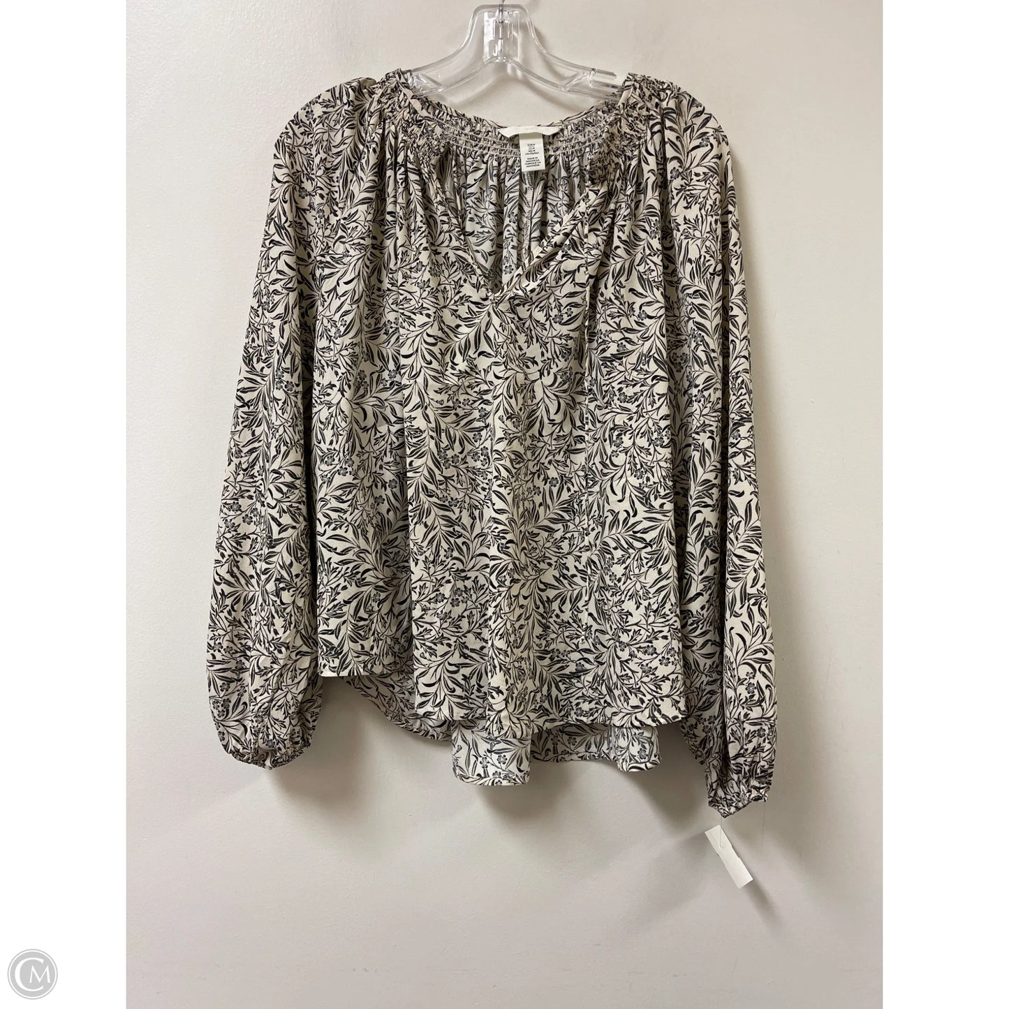 Top Long Sleeve By H&m In Black & Cream, Size: M