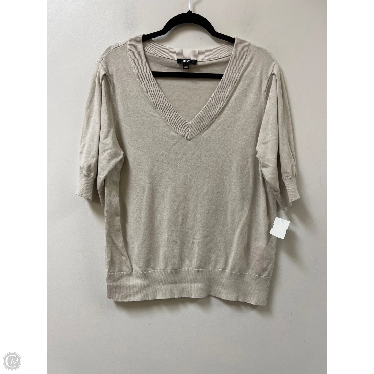 Sweater Short Sleeve By Dkny In Cream, Size: 1x