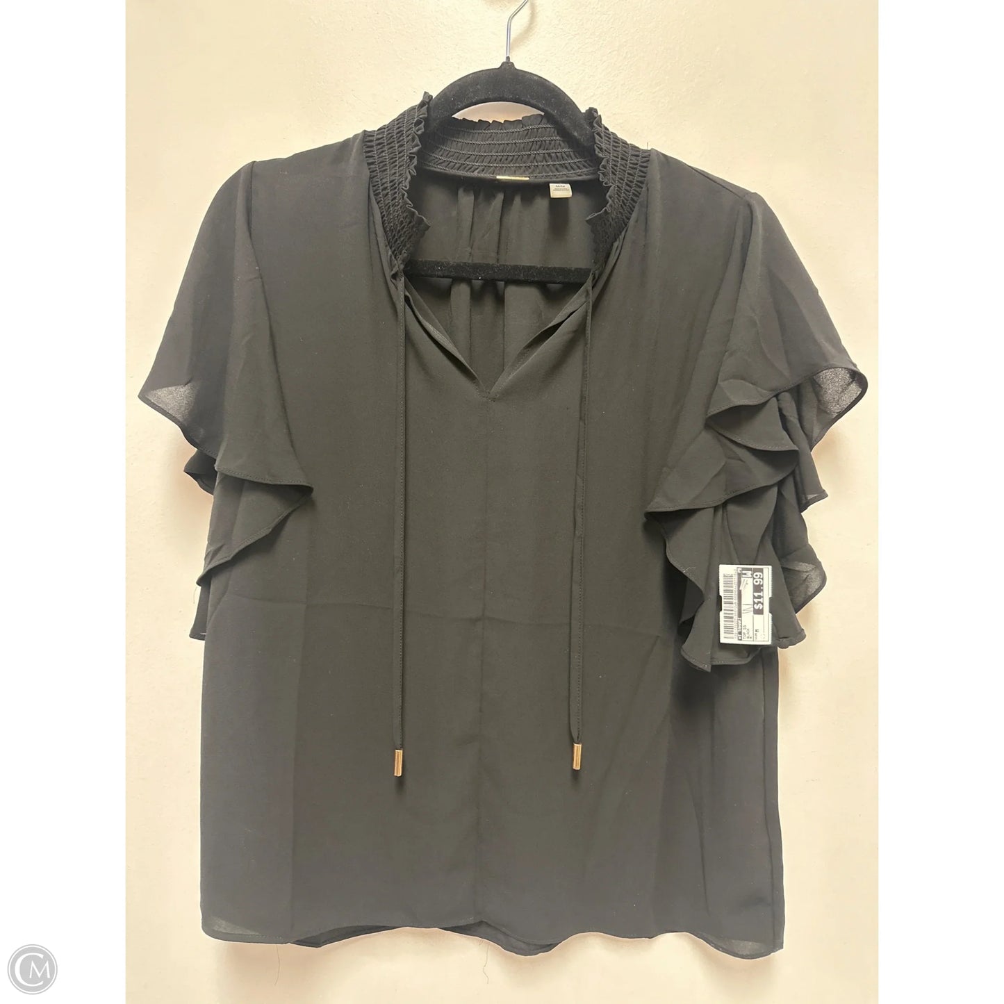Top Short Sleeve By T Tahari In Black, Size: M