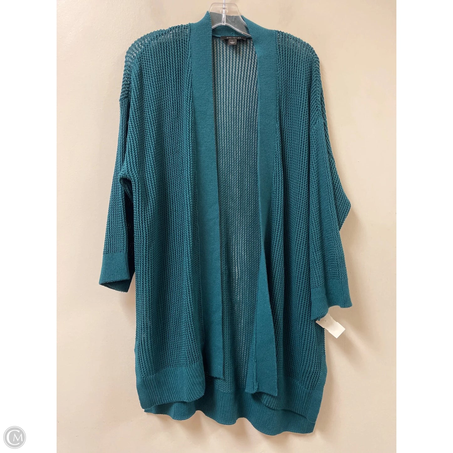 Sweater Cardigan By Ann Taylor In Teal, Size: L