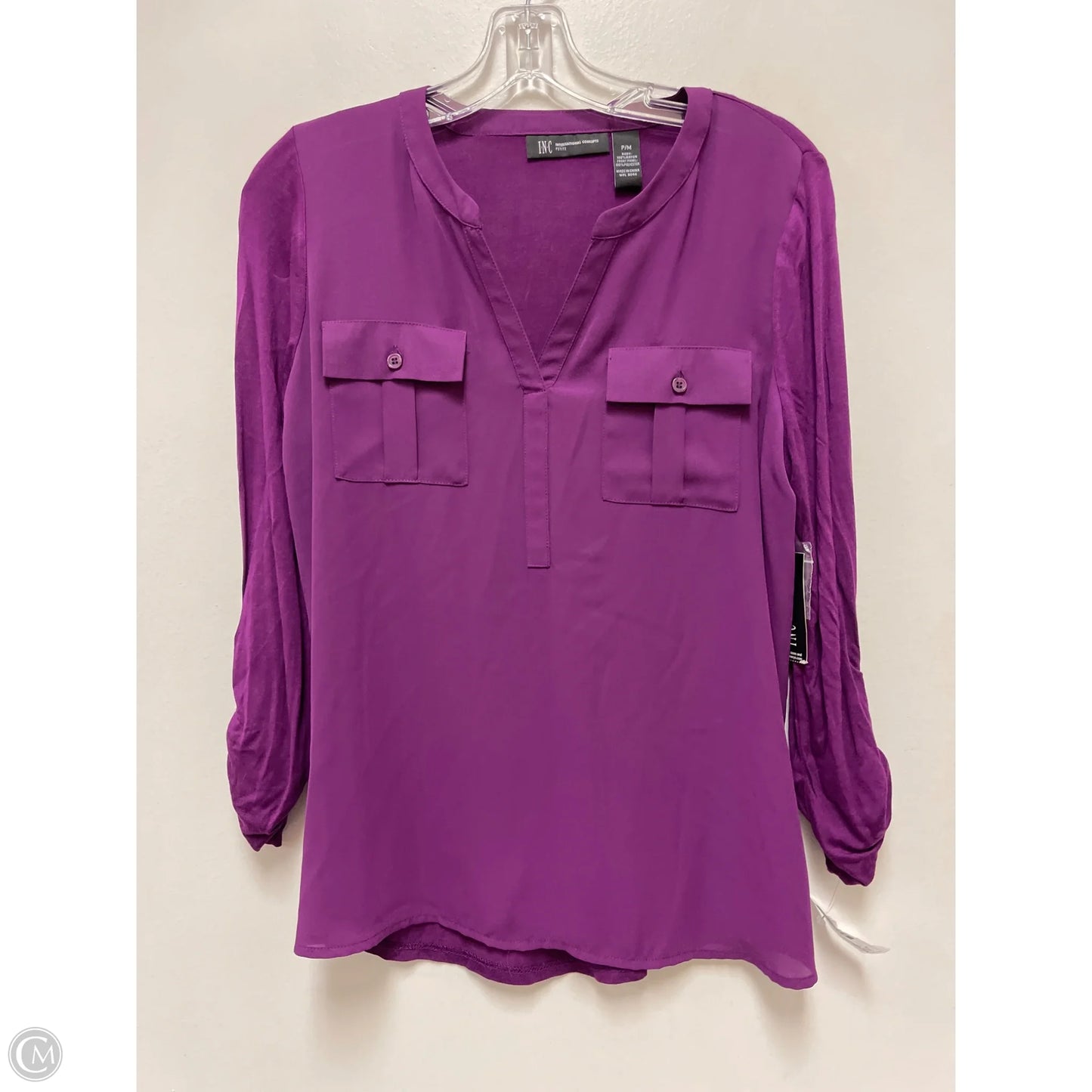 Top Long Sleeve By Inc In Purple, Size: M