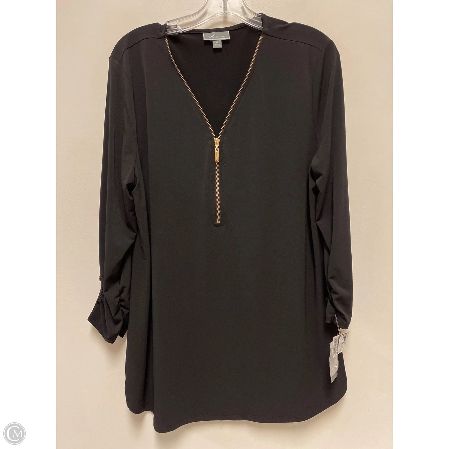 Top Long Sleeve By Jm Collections In Black, Size: Xl