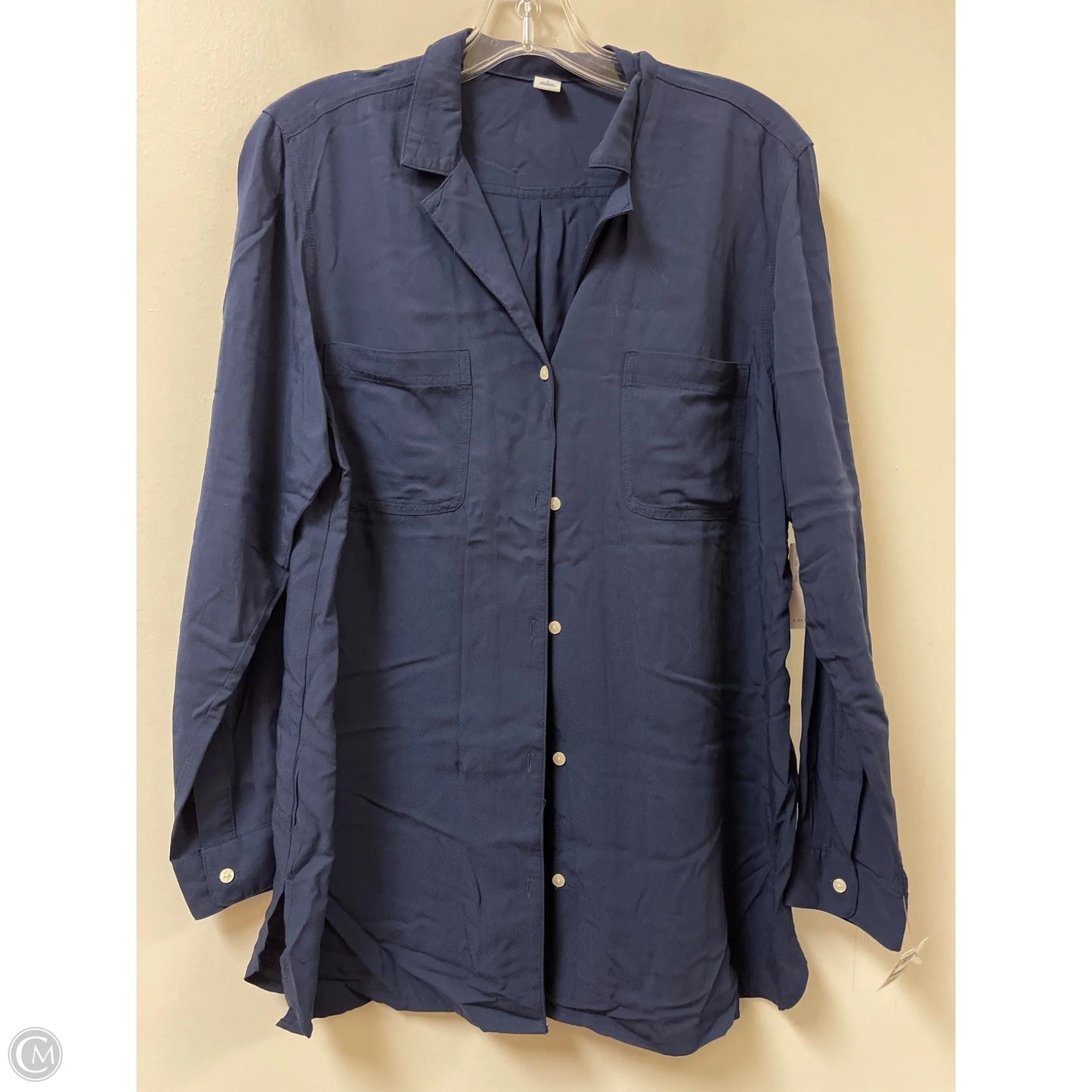Blouse Long Sleeve By Old Navy In Navy, Size: L