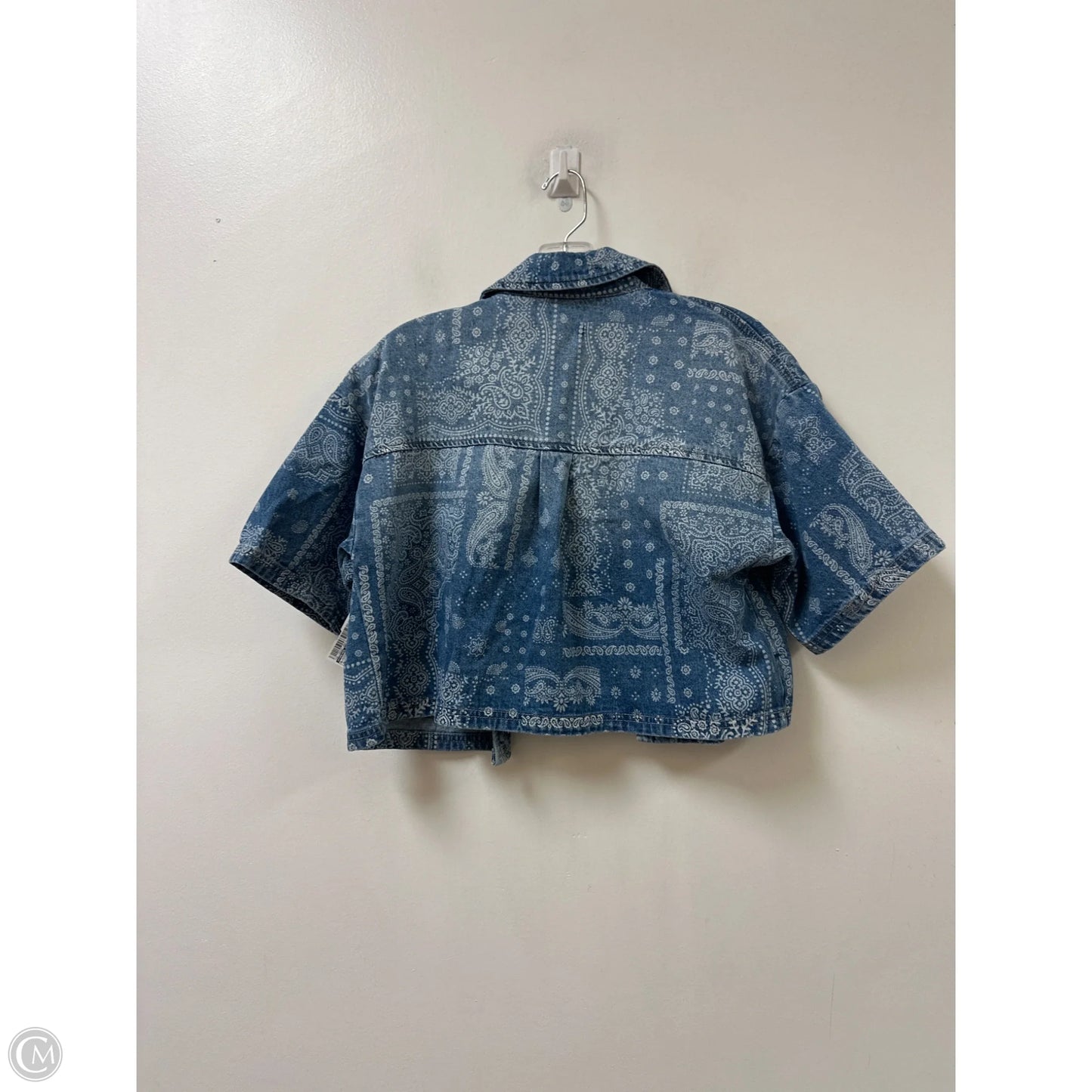 Blouse Short Sleeve By Forever 21 In Blue Denim, Size: S