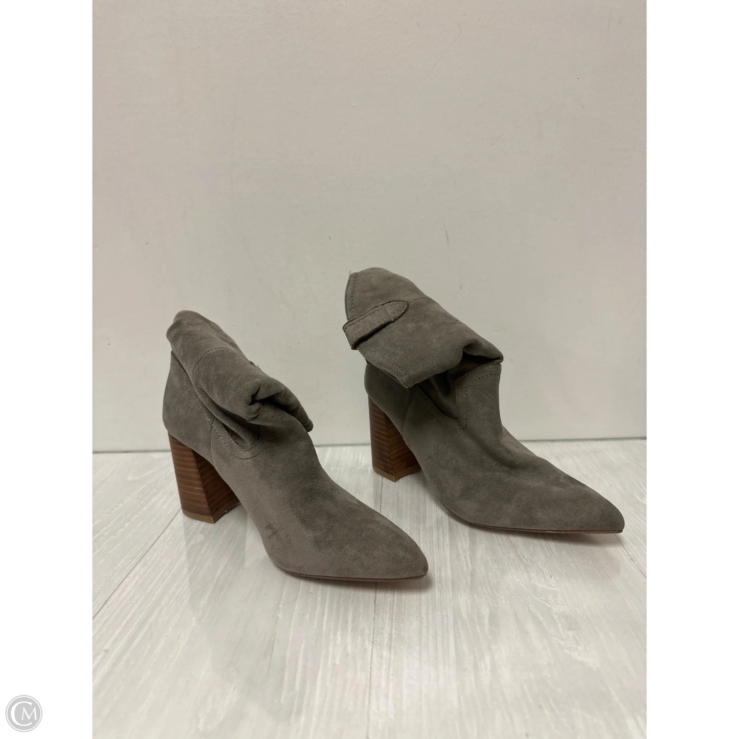 Boots Ankle Heels By Clothes Mentor In Grey, Size: 6.5