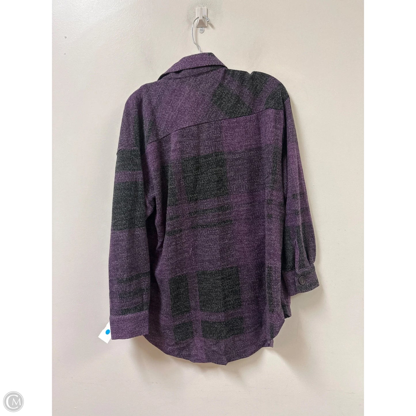 Blouse Long Sleeve By Zenana In Black & Purple, Size: M