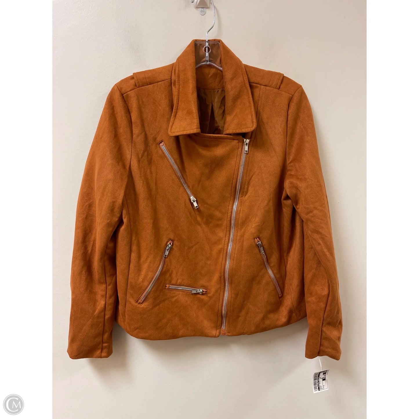 Jacket Moto By Clothes Mentor In Brown, Size: M